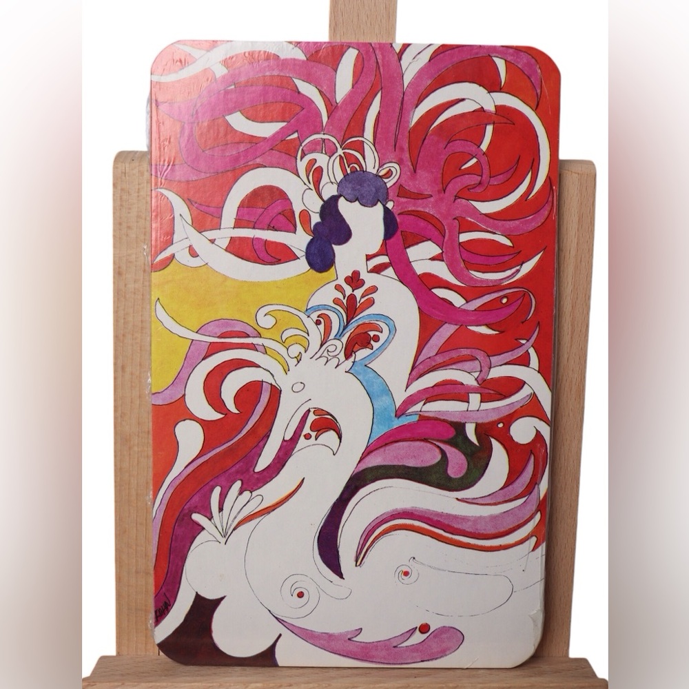 Vintage 1960’s  Montag Design by Kohn Psychedelic Woman on Seahorse